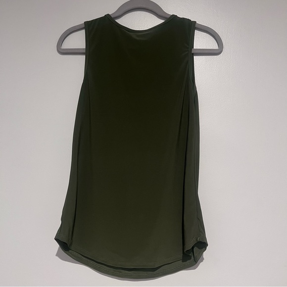 NWT American City Wear Tank Blouse Olive Army Green Gold Metal Accent Ruffles - Picture 2 of 4